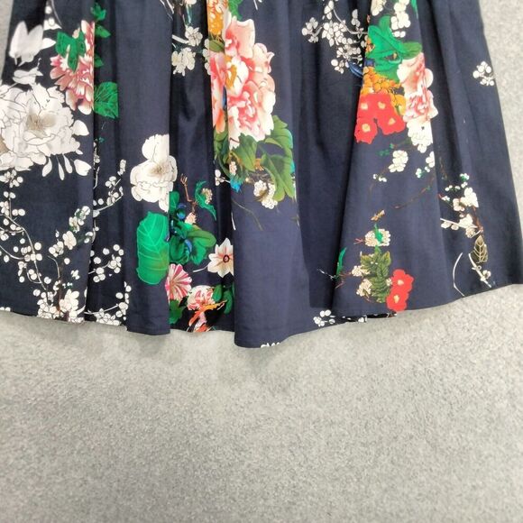 Grace Karin A-Line Skirt Womens Size M Navy Blue Floral Pleated Short Stretch - Picture 8 of 11
